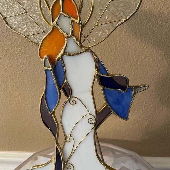 Stained glass Red Headed Angel Candle Holder - Picture 11 of 16